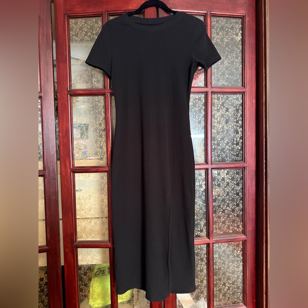 Hollister Black Ribbed Midi Dress